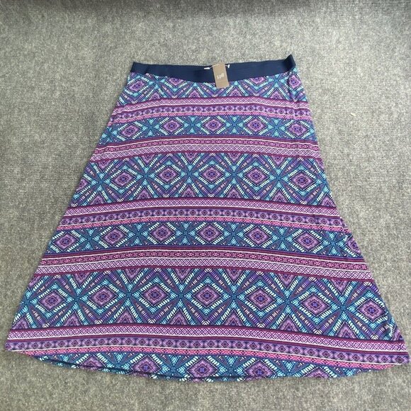 J Jill Skirt Womens 2X Maxi‎ Pull On Tribal Diamonds Blue Purple Boho Festival - Picture 1 of 13